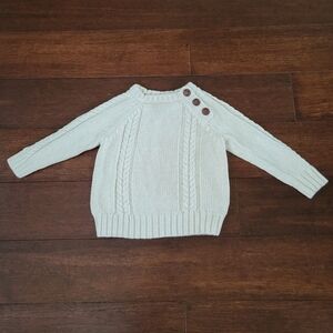 Old Navy button neck cable knit pullover sweater in oatmeal- size 18-24 months